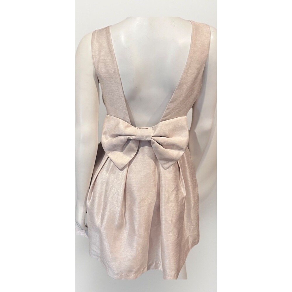 Lulus Collection Bow Me A Kiss Champagne Shimmer Mini Dress Size Medium